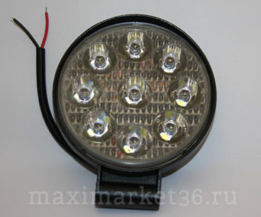 Фара диодная-ходов.огнь 9 SMD МИНИ  27W-R 10-30V ( ШТУКА ) чёрн.корп PR-1083
