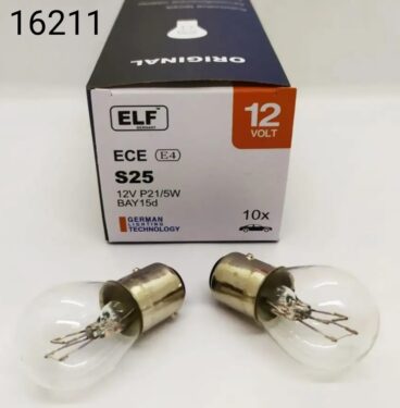 Автолампа P21/5W  12V ELF  (BAY15s - двухконтактная)  (Германия)