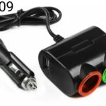 Разветвитель прикуривателя  1631  2 гнезда + 1 USB  Olesson  чёрный