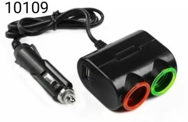 Разветвитель прикуривателя  1631  2 гнезда + 1 USB  Olesson  чёрный