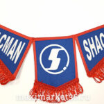 Вымпел ТРОЙНОЙ большой с бахрамой SHACMAN  на 2 присос(ткань)